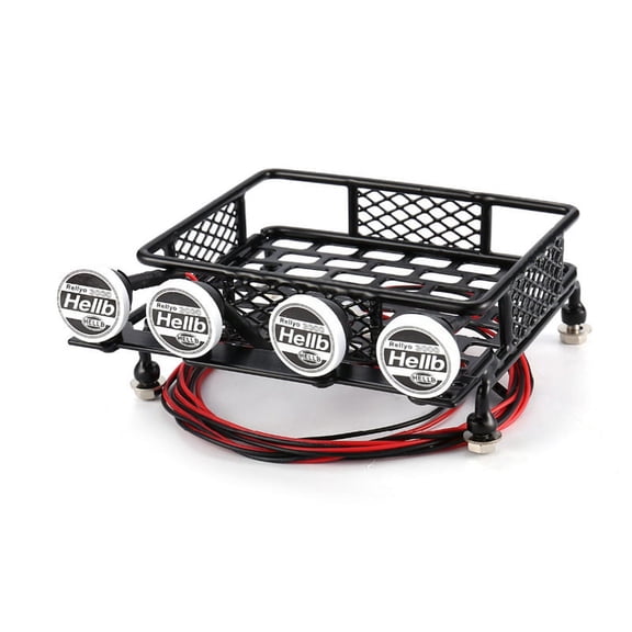 Metal 115X107Mm Luggage Roof Rack with Spotlights for CC01 CR01 D90 Axial SCX10 1/10 RC Crawler Car