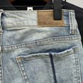 thumbnail image 4 of Pantalones vaqueros cortos para hombre, con parches rotos de varios colores, pantalones cortos de mezclilla para hombre, pantalones cortos desgastados elásticos con botones finos, ropa de calle de ver, 4 of 5