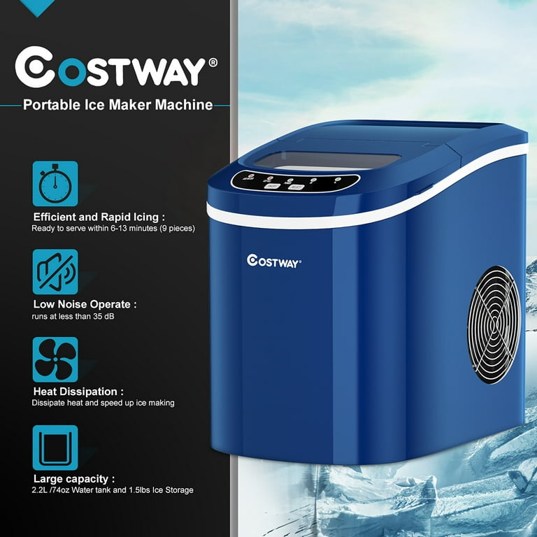 Mini Portable Electric Ice Maker Machine with Ice Scoop - Costway