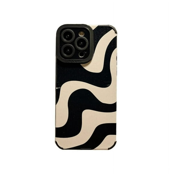 Fashion Zebra Stripe Black White Phone Case For iPhone 14 11 12 13 15 Pro Max 14 15 7 8 Plus X XS Max XR Shockproof Soft Cover Art Waves For iPhone 8 Plus