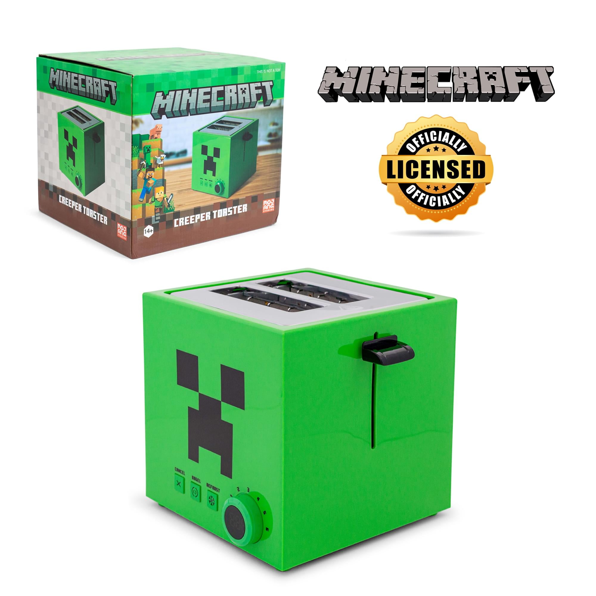Minecraft Green Creeper 2-Slice Toaster, Green with Wide Slots