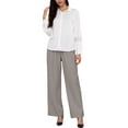 thumbnail image 4 of INSPIRE CHIC Women's Shirt Solid Long Sleeve Point Collar Shirts XS White, 4 of 6