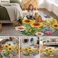 thumbnail image 6 of Round Area Rug 6ft,Watercolor Sunflower Butterfly Washable Carpet Non-Slip Runner Accent Rugs Indoor Floor Mat for Bedroom Living Room Decor,Summer Garden Pastoral Plants, 6 of 9