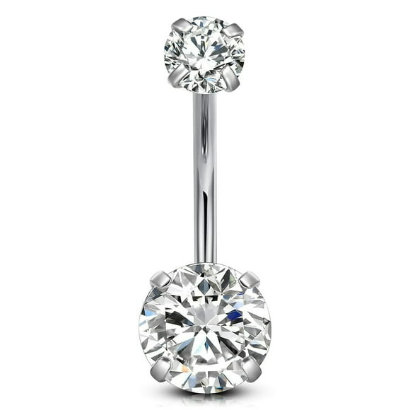 LNGOOR 14G Belly Button Ring Surgical Steel Belly Rings Shiny Piercing Jewelry