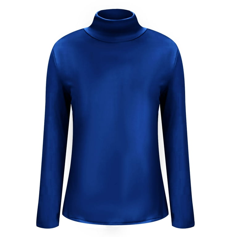 Plus Size Womens Long Sleeve Shirts Mock Neck Basic Slim Fitted