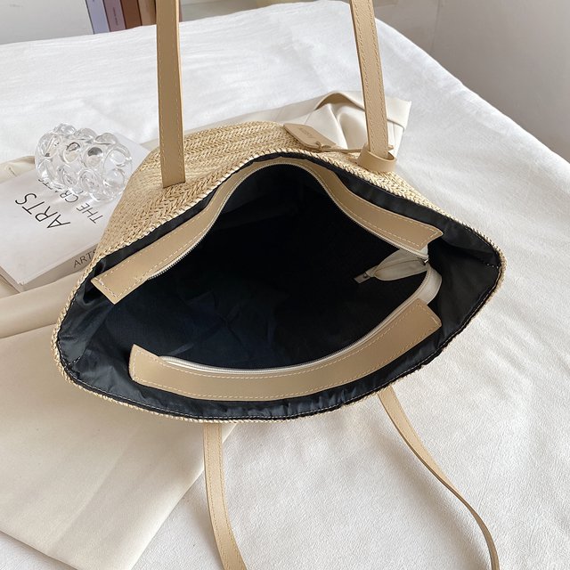 Bolsa de hombro tejido de paja para mujer a la moda, de mano para viaje de vacaciones en la playa de verano Ehuebsd Para Estrenar