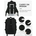 thumbnail image 6 of DAKIMOE Large Travel Backpack for Adults Carry on Laptop Backpack Flight Approved Waterproof College Bag with USB Charging Port & Shoe Pouch Casual Daypack for Women Men for Weekender Business, Black, 6 of 7