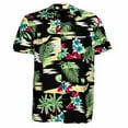 thumbnail image 2 of Men's Shirt Hawaiian Print Style Summer Button Down Beach Short Sleeve T-Shirt, Navy, L, 2 of 2