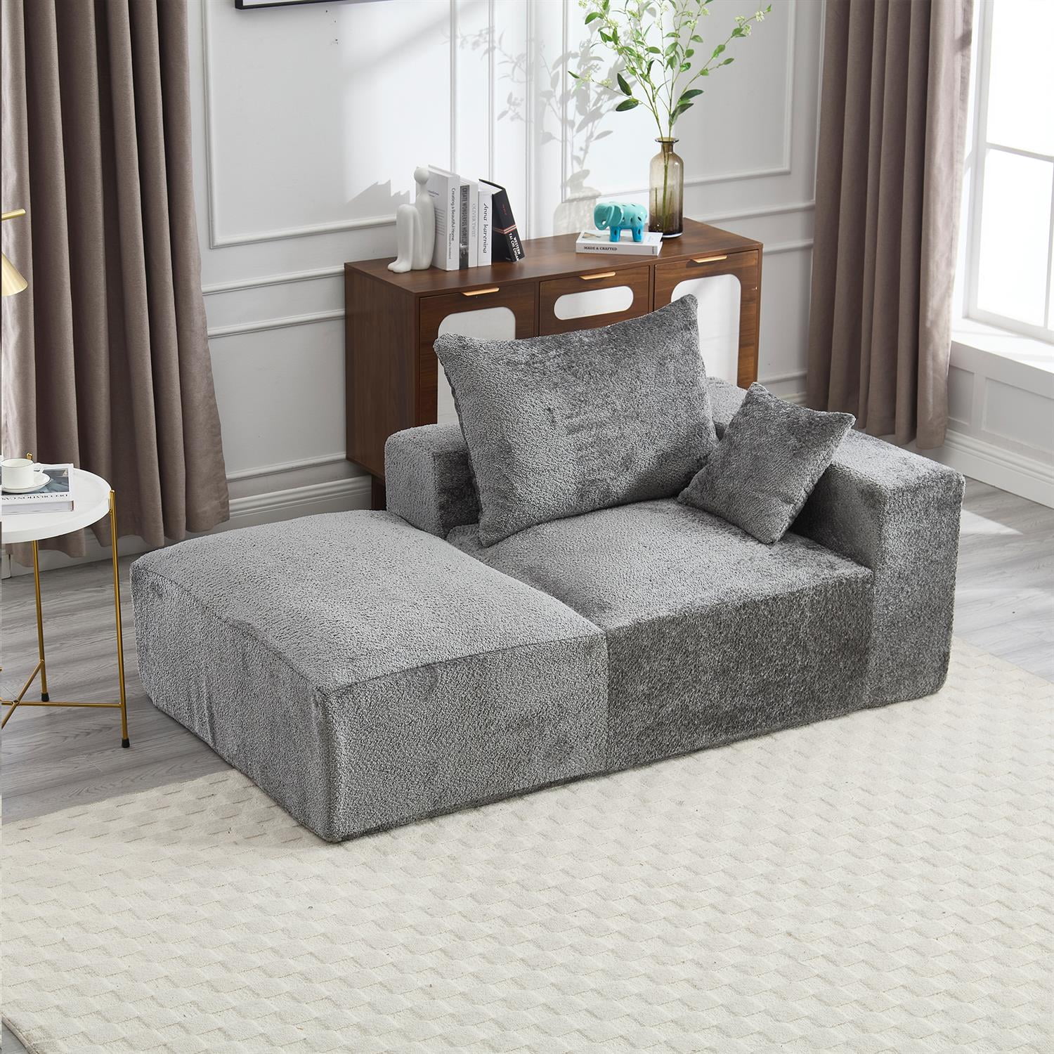 Demi Bonn 67" Memory Foam 2-Seater Sofa, Comfy Chenille Fabric Couch, No Assembly Needed, Portable Modern Deep Seat for Living Room, Bedroom, Apartment, Gray