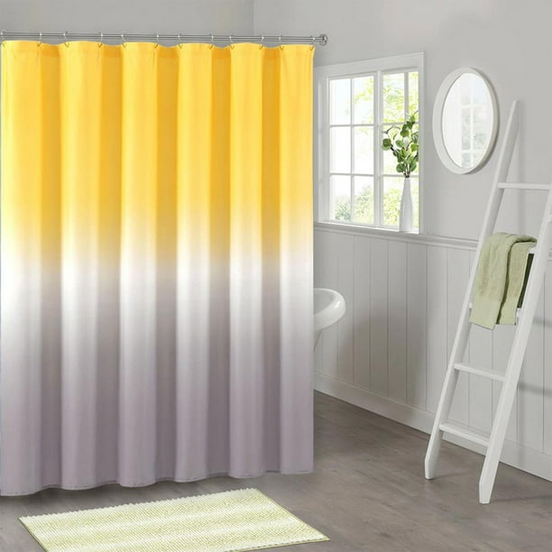 RXIRUCGD Yellow Shower Curtain with 12 Hooks,Waterproof Fabric Polyester,  Quick-Drying, Weighted Hem, Bathroom Shower Curtains Set, Durable and  Washable 
