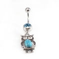 thumbnail image 4 of Belly Button Rings Owl Dangle Design with Turquoise and Aqua CZ Jewels / Navel, 4 of 4