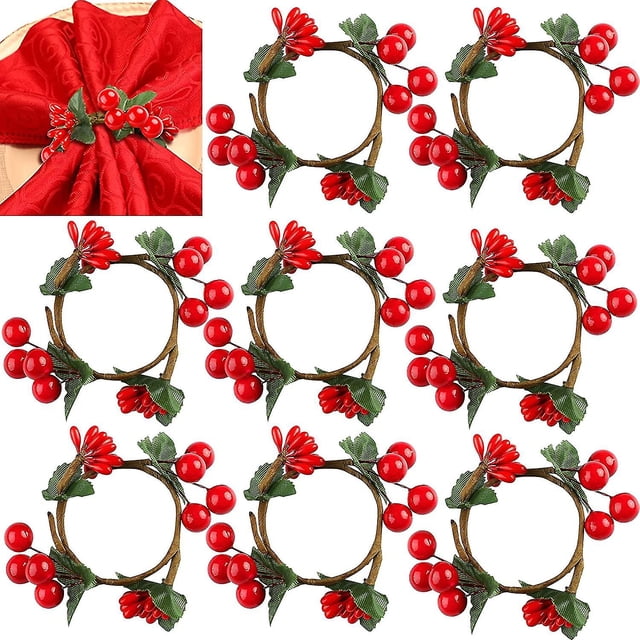 Servilleteros 8 piezas con diseño de frutos rojos