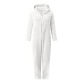 thumbnail image 4 of Trupants Juniors 14T White Soft Plush Animal Ear Hooded Jumpsuit - Full Zip Polyester Loungewear Sleepwear, 4 of 5