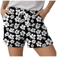thumbnail image 5 of felwors Women's Palm Tree Print Shorts Elastic Drawstring Waist Summer Beach Vacation Casual Shorts with Pockets (Black, XXL), 5 of 5