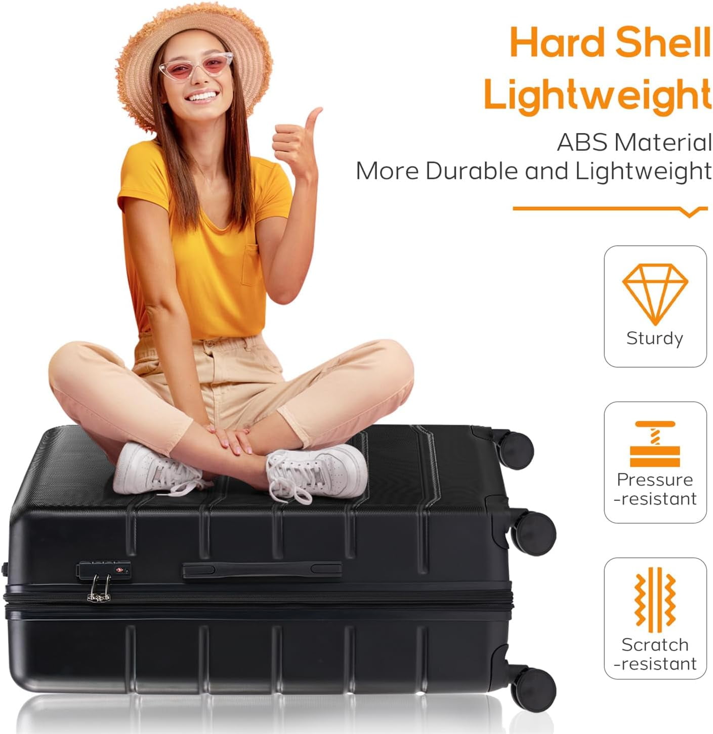 Carry-On Luggage, 20 inch Hard Shell Rolling Suitcase for Travel Expandable Lightweight with Spinner Wheels TSA Lock