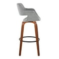thumbnail image 2 of Vintage Flair 30" Mid-Century Modern Fixed-Height Barstool with Swivel in Walnut Wood and Light Grey Fabric with Round Black Metal Footrest by LumiSource - Set of 2, 2 of 4