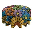 thumbnail image 4 of Pioneer Flower Floral Print Pattern Round Tablecloth 60"x60",Wrinkle Wipeable Table Cloth for Kitchen Dining Room Picnic Patio Party, 4 of 6