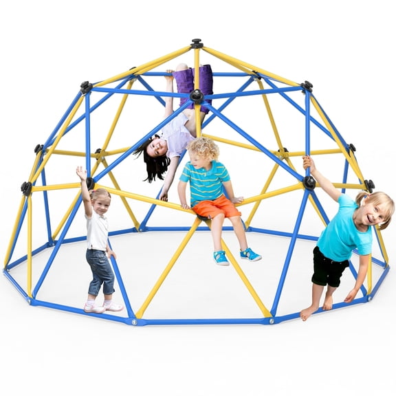 GIKPAL 10FT Kids Climbing Dome, Outdoor Jungle Gym & Play Set for Toddlers and Kids 3-10 Years, 880lbs Capacity, Yellow