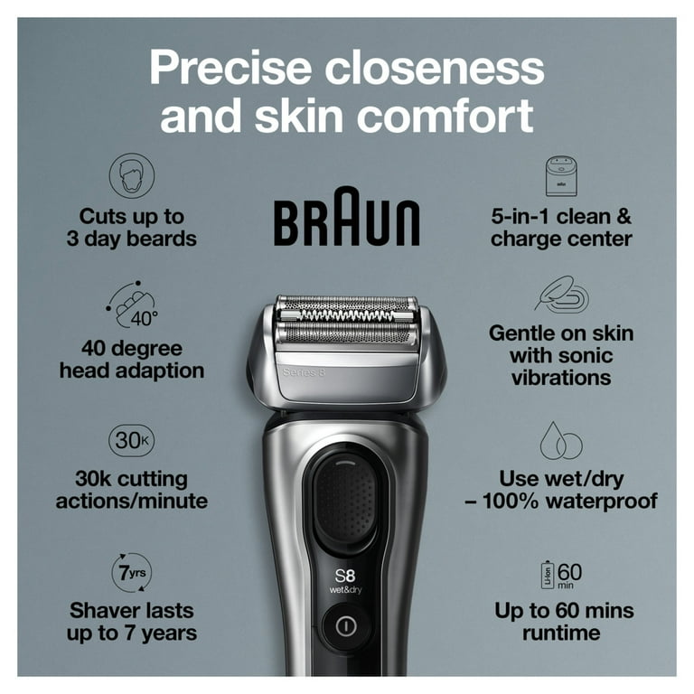 Braun Series 8 8417s Electric Razor: Men's Rechargeable Wet Dry