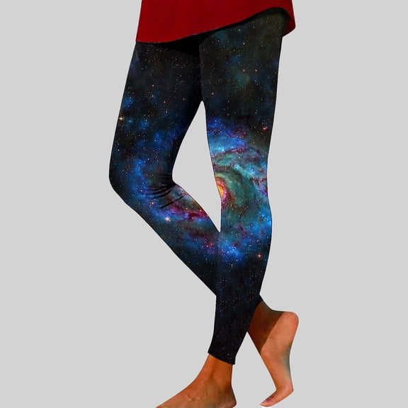 UVEASISHA Women's Sports Pants Spiral Galaxy Printed High Waisted Yoga Leggings Tummy Control Butt Lifting Athletic Pant Buttery Soft Workout Tights Blue S