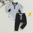 thumbnail image 2 of Xudanell Toddler Baby Boy Clothes 2 Pieces Outfits Newborn Baby Boy Knit Long Sleeve Cotton Romper Solid Pants Outfits Black 18-24 Months, 2 of 4