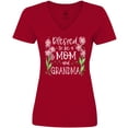 thumbnail image 3 of Inktastic Blessed to Be a Mom and Grandma Pink Flowers Women's V-Neck T-Shirt, 3 of 5