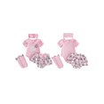 thumbnail image 2 of Cenuakty Baby Girls Summer Outfits Flying Sleeve Doll Collar Romper Soccer Print PP Shorts Headband Socks Sets, 2 of 9