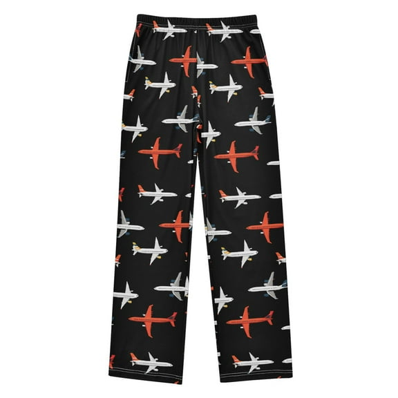 joogoo Airplanes Black Pajama Pants Pj Bottoms Sleepwear Lounge L