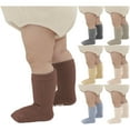 thumbnail image 3 of XIMIN Baby Girls Toddler Boys Non Slip Socks Straight Stripe Crew Socks Unisex Kids Socks Cotton Socks School Socks Summer Autumn (6-12 Months, Brown), 3 of 4