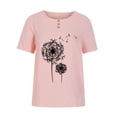 thumbnail image 4 of Chemises à Manches Courtes pour Femmes Hauts d'Été Tendance 2023 Mode Femme Col Rond Blouse à Manches Courtes T-Shirt Imprimé Hauts Amples, 4 of 5