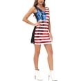 thumbnail image 4 of Women's American Flag Sequin Dress V-Neck Sleeveless USA Patriotic Striped Glitter Tank Mini Dress, 4 of 6