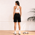 thumbnail image 3 of Lorvain Women's High Waisted Gym Shorts with Pockets, Loose Fit Wide Leg Athletic Running Lounge Shorts, 3 of 8