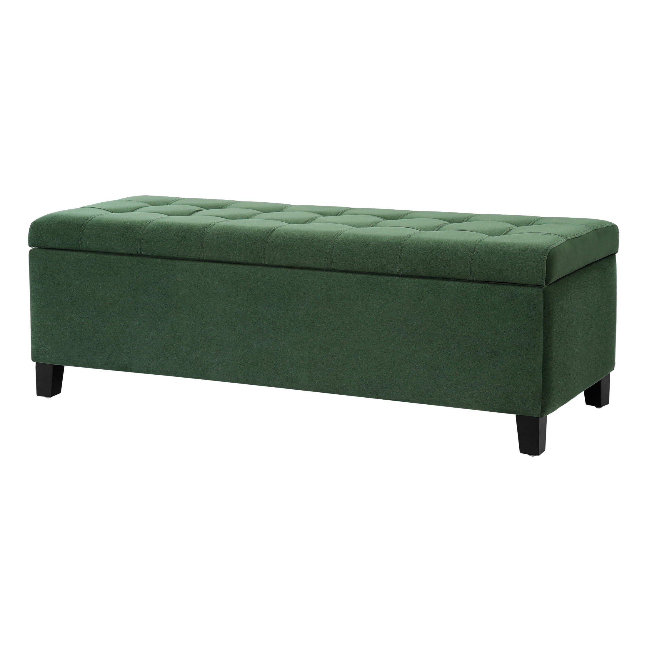 Christopher Knight Home 51" Fabric Storage Ottoman, Tufted End of Bed Bench, Wooden Legs, Retro Green