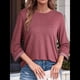thumbnail image 5 of Camisas de Mujer, Camisetas de Moda con Mangas 3/4, Lindas Blusas Casuales de Cuello Redondo, Blusas Básicas Rojo XL, 5 of 6