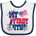 thumbnail image 3 of Inktastic My First 4th with American Flag Rocket and Fireworks Boys or Girls Baby Bib, 3 of 4
