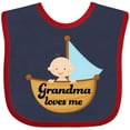 thumbnail image 3 of Inktastic Grandma Loves Me Grandchild Boys Baby Bib, 3 of 4