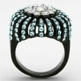 thumbnail image 3 of Two-Tone IP Black Stainless Steel Ring with Top Grade Crystal in Sea Blue for Women Sea Blue Stone Color Style TK1442 Size 7, 3 of 4