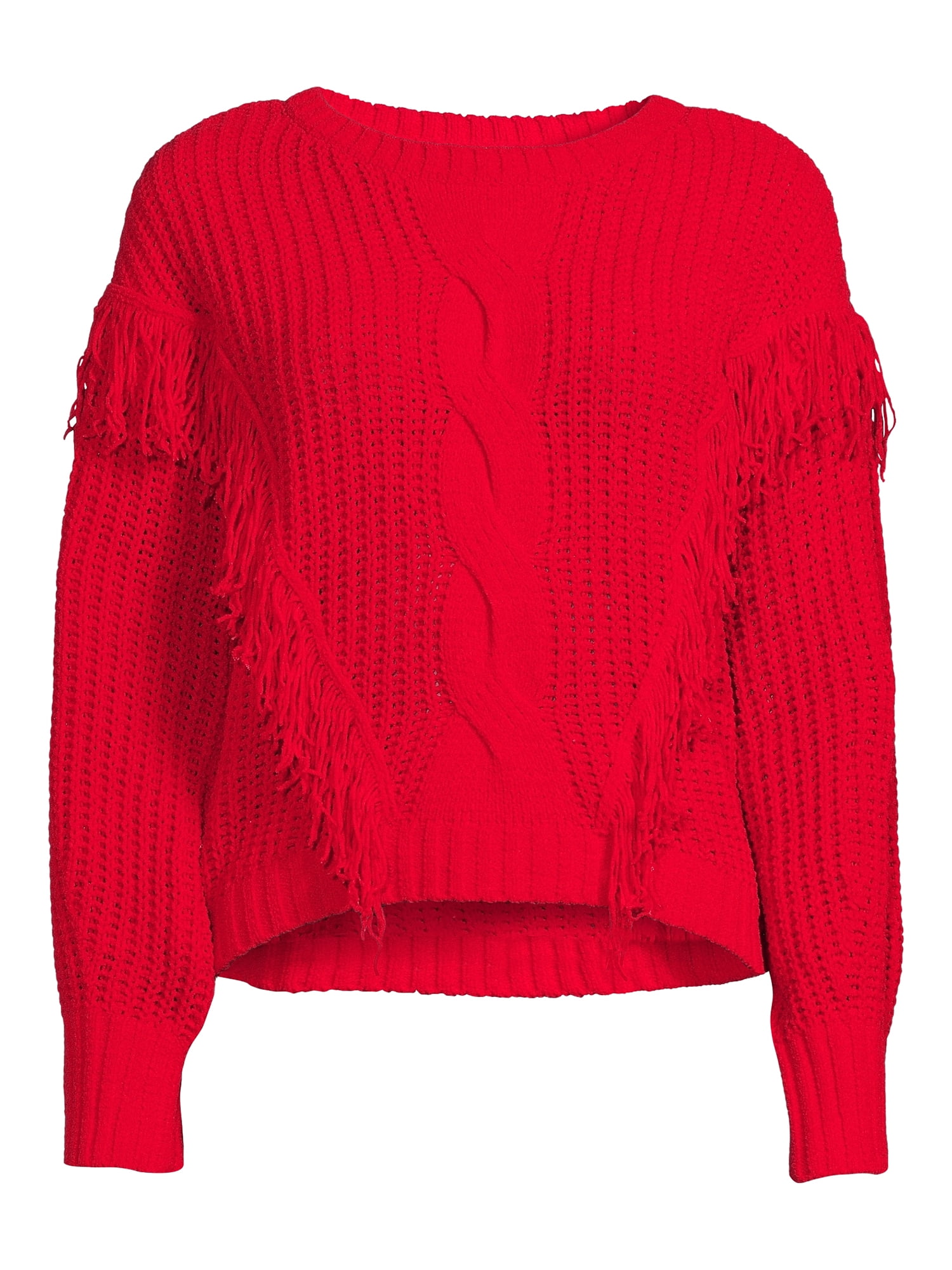 No Boundaries Juniors' Chenille Fringe Sweater