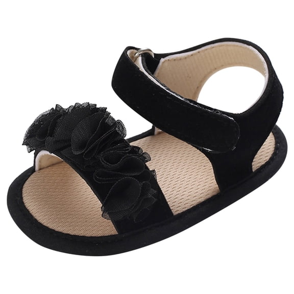 LNMQLPDBS Baby Girls Sandals Summer Shoes Outdoor First Walker with Lace Ruffle Decorat Toddler Girls Shoes for Summer Girls Flat Princess Shoes Non-Slip Soft Sole Lightweight Sandals