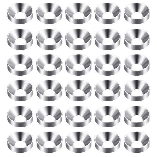 Unique Bargains Lot de 30 Rondelles à Encastrer M4 en Alliage d'Aluminium Anodisé pour Finition, Argent