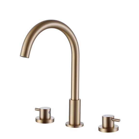 Deck Mounted Solid Brass Bathroom Sink Faucet, Three Hole Basin Faucet