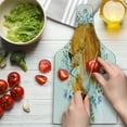 thumbnail image 3 of Fox Cutting Board, Sleeping Fox in Watercolors Hand Drawn Fresh Wild Flowers Blossoms Art, Tempered Glass Cutting and Serving Board, Wine Bottle Shape, Orange Blue Olive Green, by Ambesonne, 3 of 5