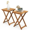 thumbnail image 1 of Gymax 2 Pcs Table Pliante 20 Pieds' Table Bistro d'Extérieur en Bois Dur Plateau à Lattes pour Patio, 1 of 6