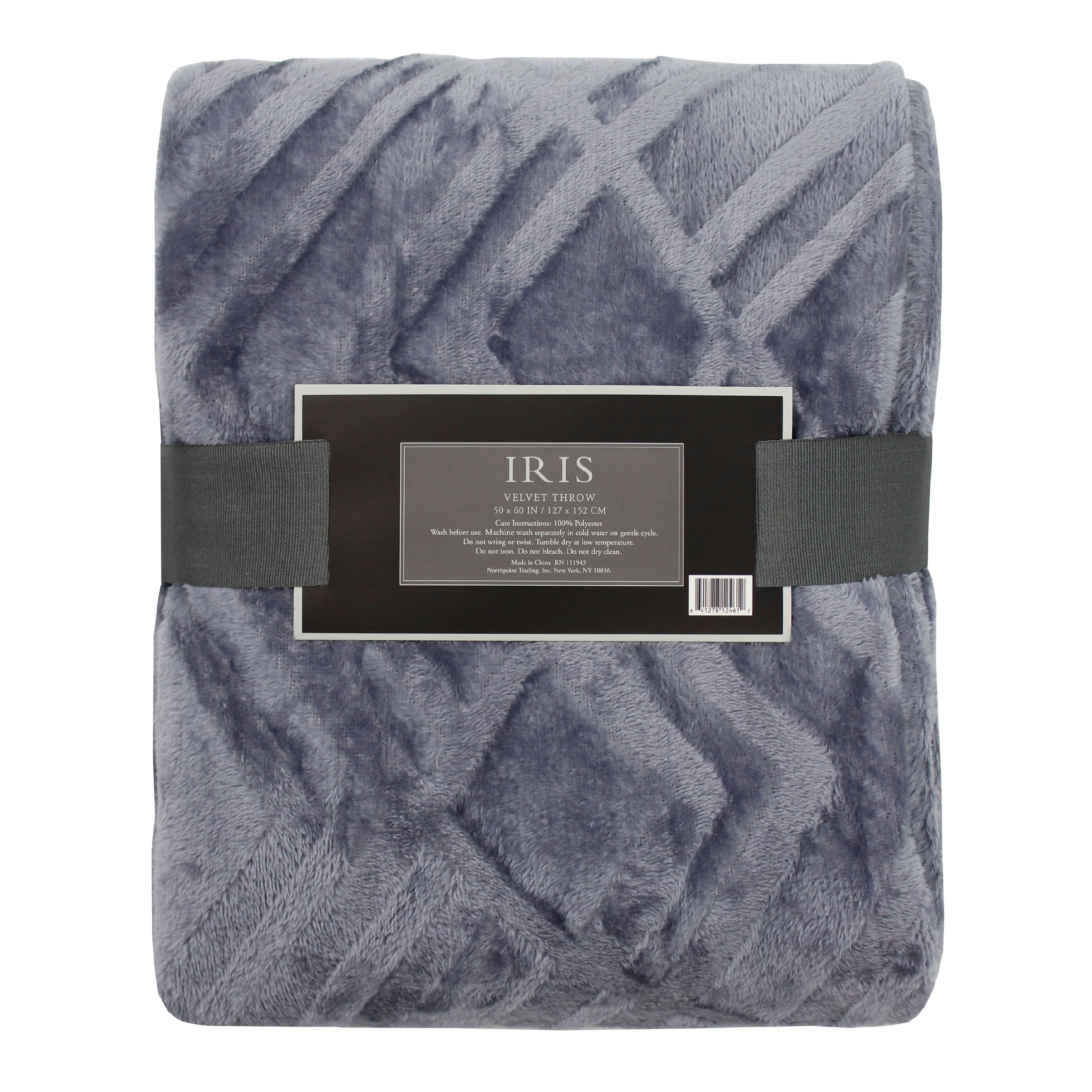 Textured Blue Grey Throw 50x60 Gray Soft Plush Blanket