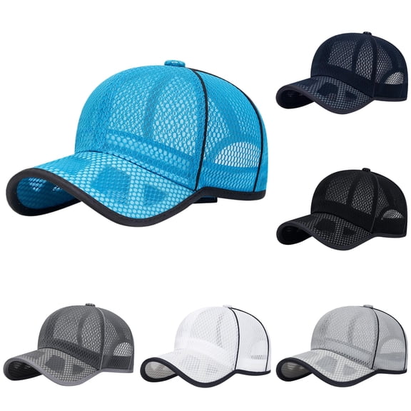 XIAOCHA Mens Solid Breathable Mesh Baseball Cap Outdoor Trucker Hat,Sky Blue