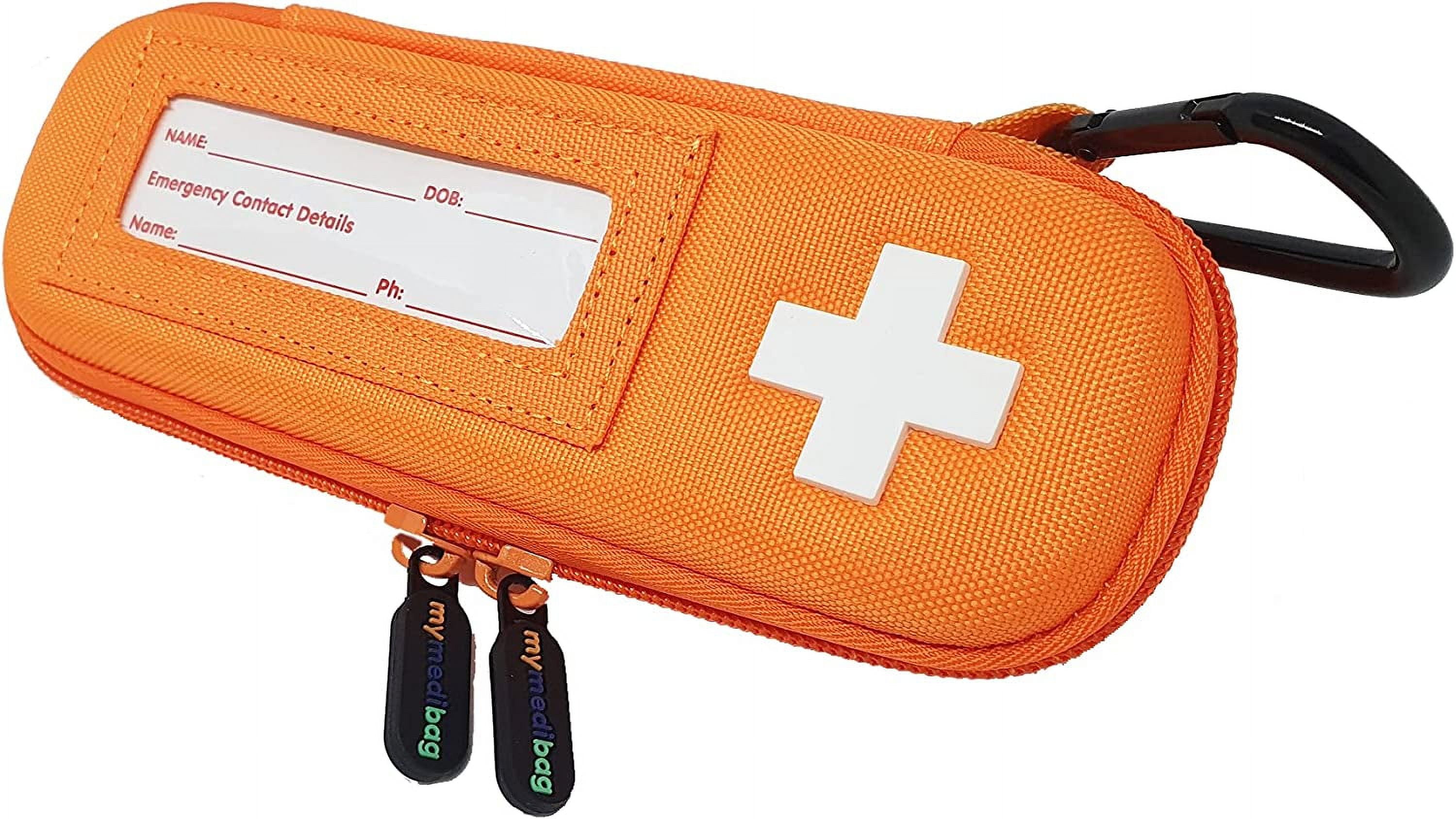 EpiPen Carry Case With Carabiner - Red Velour Holder Bag For 1 Epinephrine Pen, Travel, Sports, Emergency