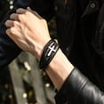 thumbnail image 3 of Bracelets pour Hommes, Acier Titane Rétro Multi-Wrap Bracelet en Cuir Fait à la Main avec Fermoir Magnétique, 3 of 4