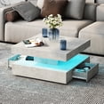 thumbnail image 4 of Hironpal LED Square Coffee Table with Storage,2-Tier Modern Living Room Center Table with Light & Drawers,Gray, 4 of 10