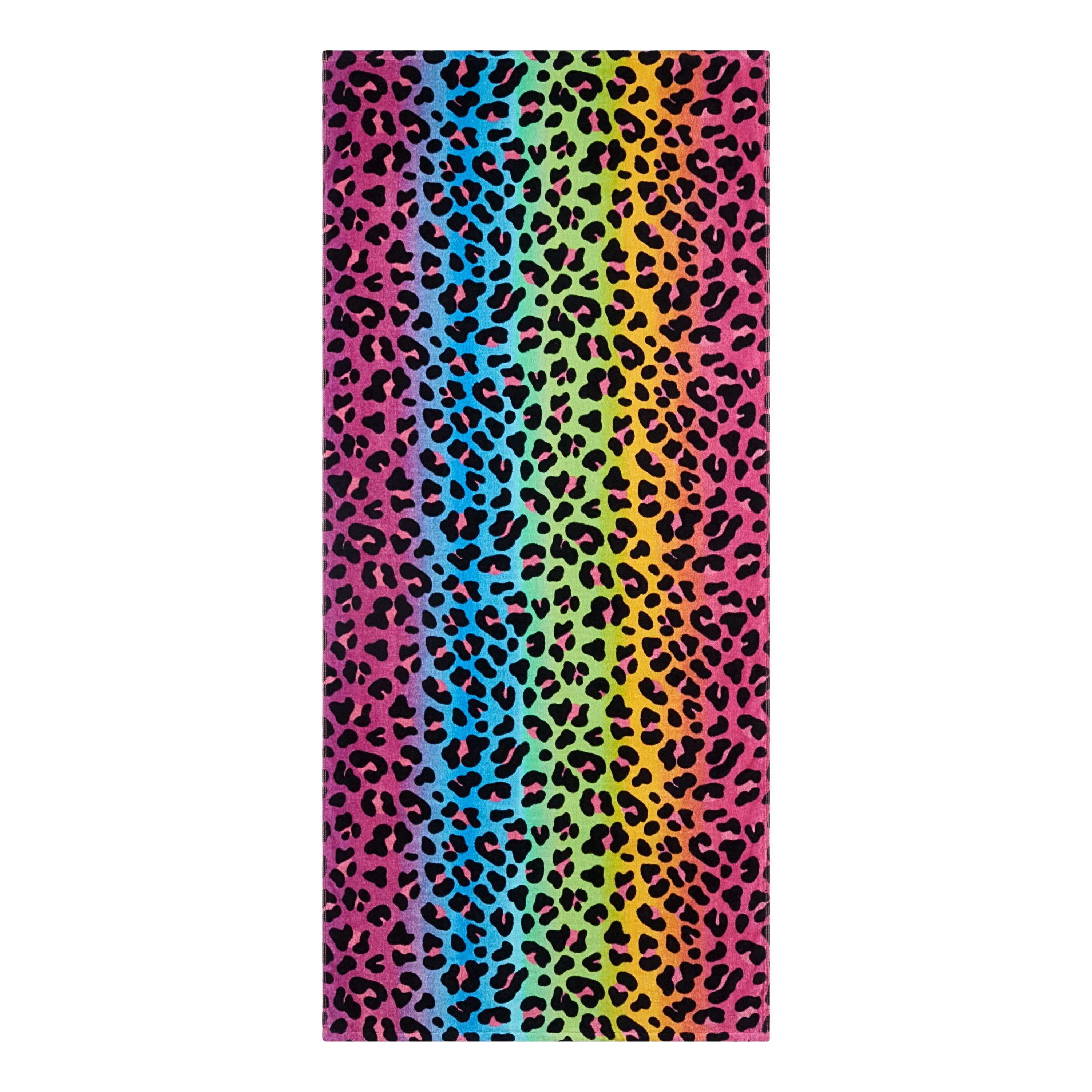 Mainstays Leopard Print Pattern Velour Beach Towel, MultiColor, 60”L x 28”W