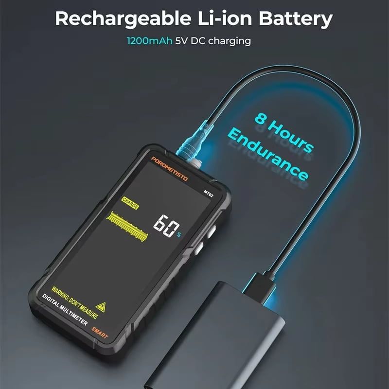 Smart Digital Tester Multimeter, Auto-Ranging, Ture RMS, 6000 Counts, Non-Contact Voltage Detection, Voltmeter Rechargeable Meter, Measures AC/ DC Current, Voltage, Ohm, Resistance, Electrical Detect